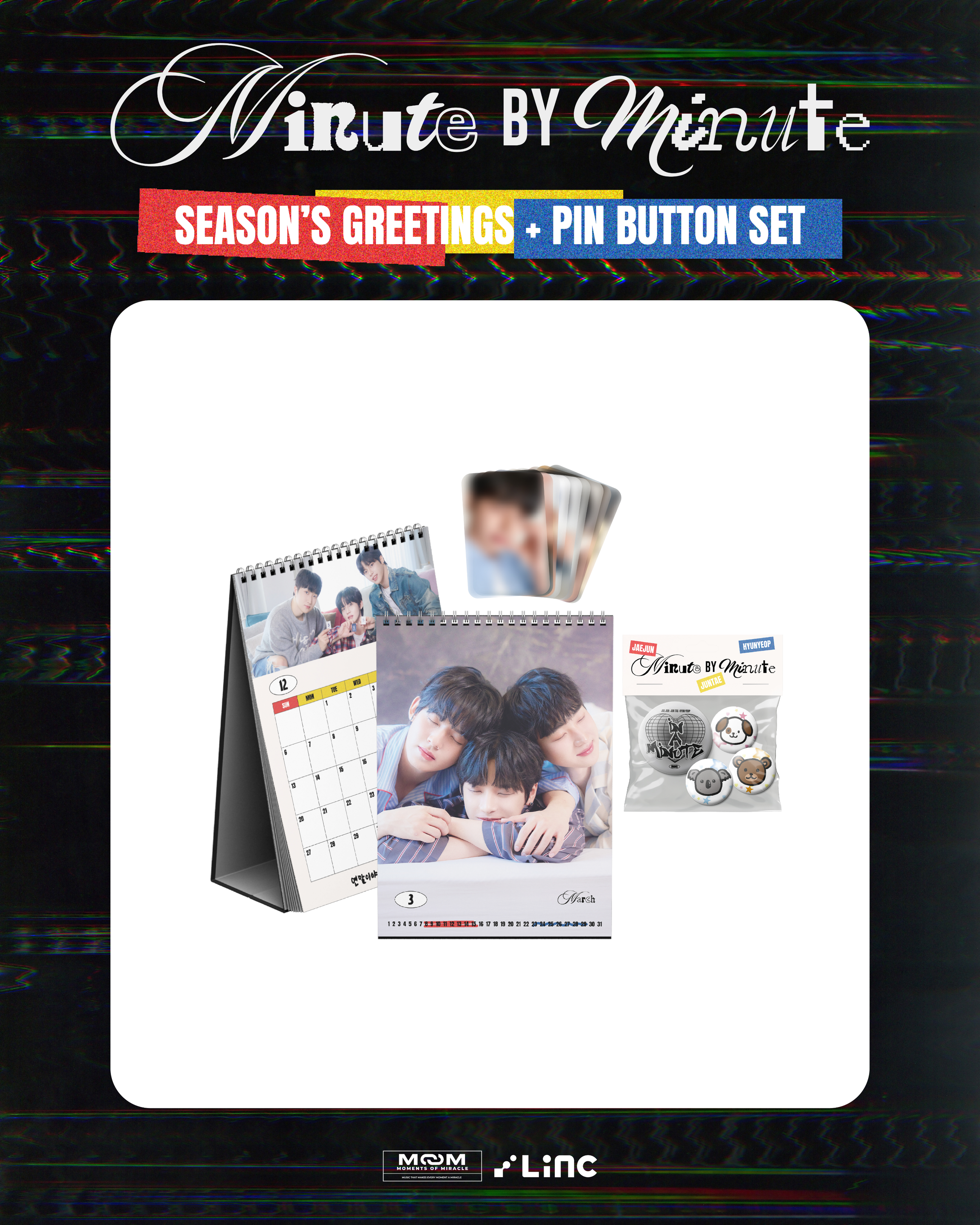 IN A MINUTE SEASON'S GREETINGS + PIN BUTTON SET - Minute by Minute